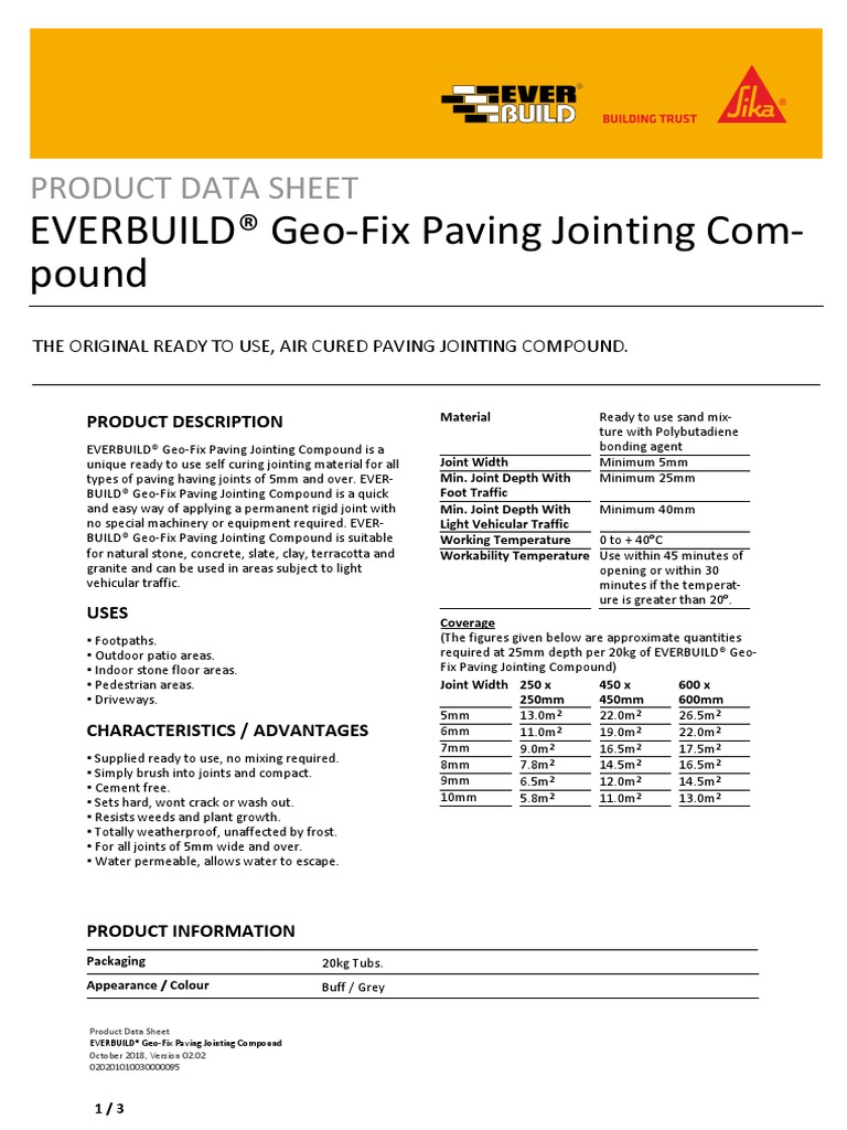 GeoFix Paving Jointing Compound V2.2 PDF Nature