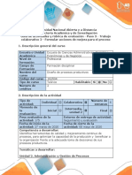 Guía de actividades y rúbrica de evaluación - Paso 3 - Trabajo colaborativo 2- Formular acciones de mejora para el proceso