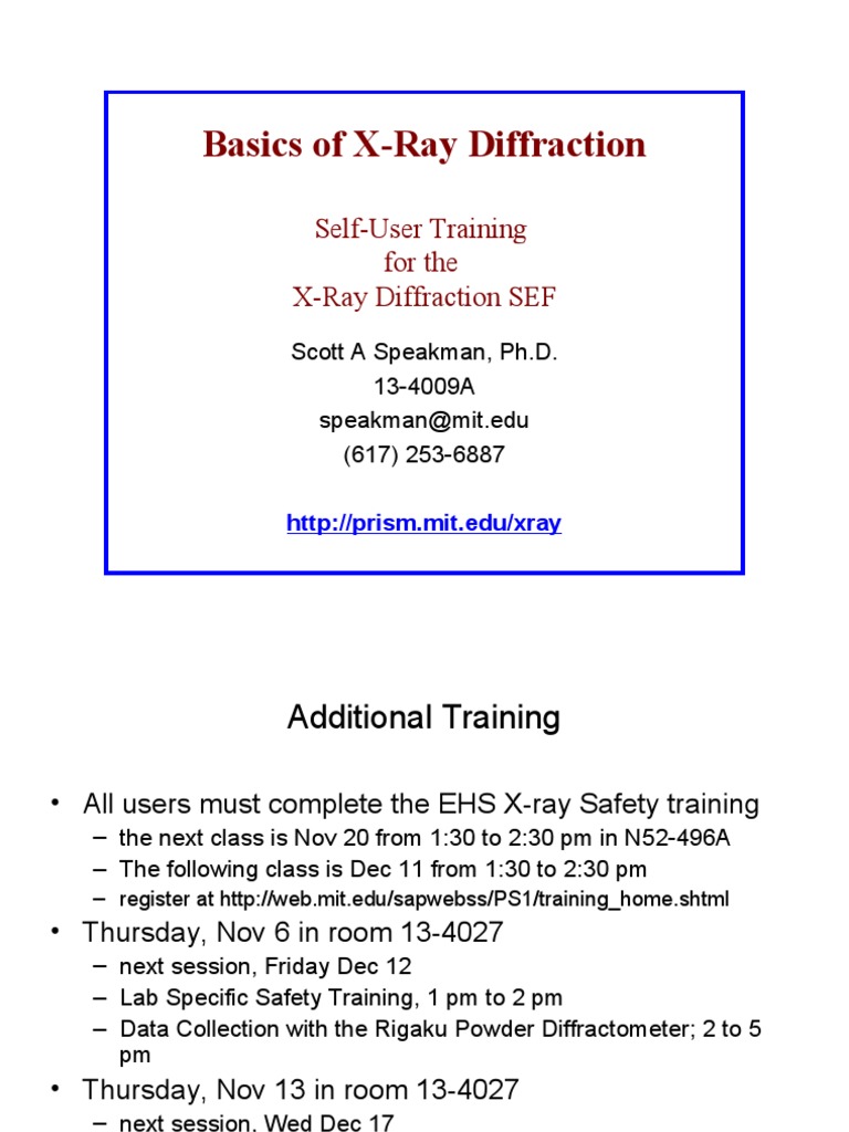 Basics of X Ray Diffraction | PDF | Teaching Methods & Materials ...