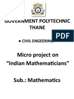 Government Polytechnic Thane: Micro Project On "Indian Mathematicians" Sub.: Mathematics