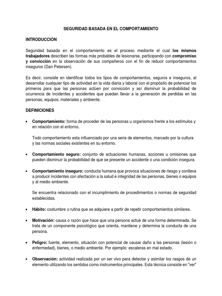 Ejemplos de Seguridad Basada en Comportamiento | PDF | Factores humanos ...