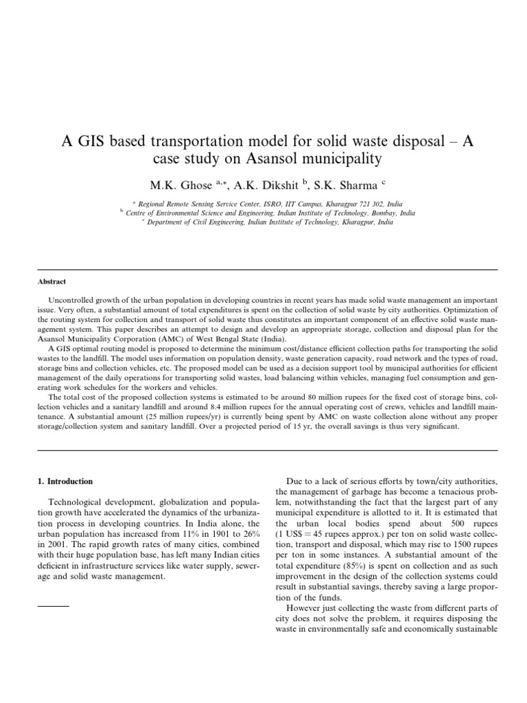 GIS Model for Solid Waste Management in Asansol | PDF | Business ...