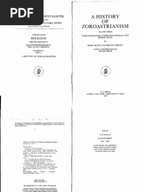 Mary Boyce Frantz Grenet A History Of Zoroastrianism Vol Iii Brill Pdf