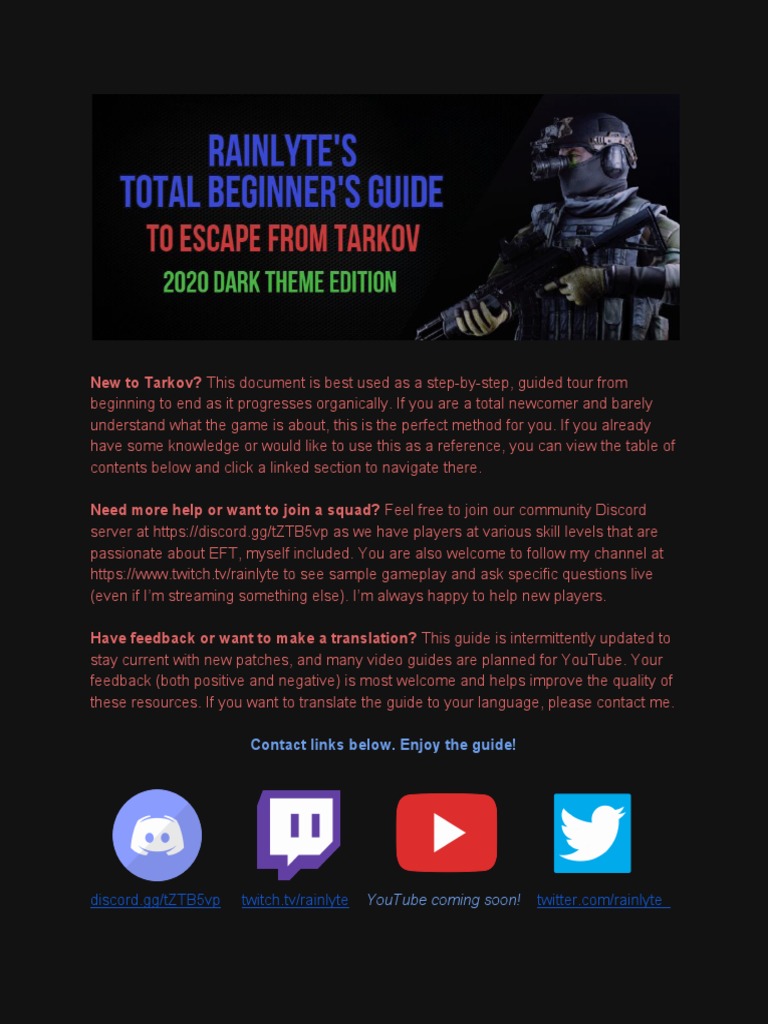Rainlyte Eft Guide Dark Pdf Semi Automatic Firearm Menu