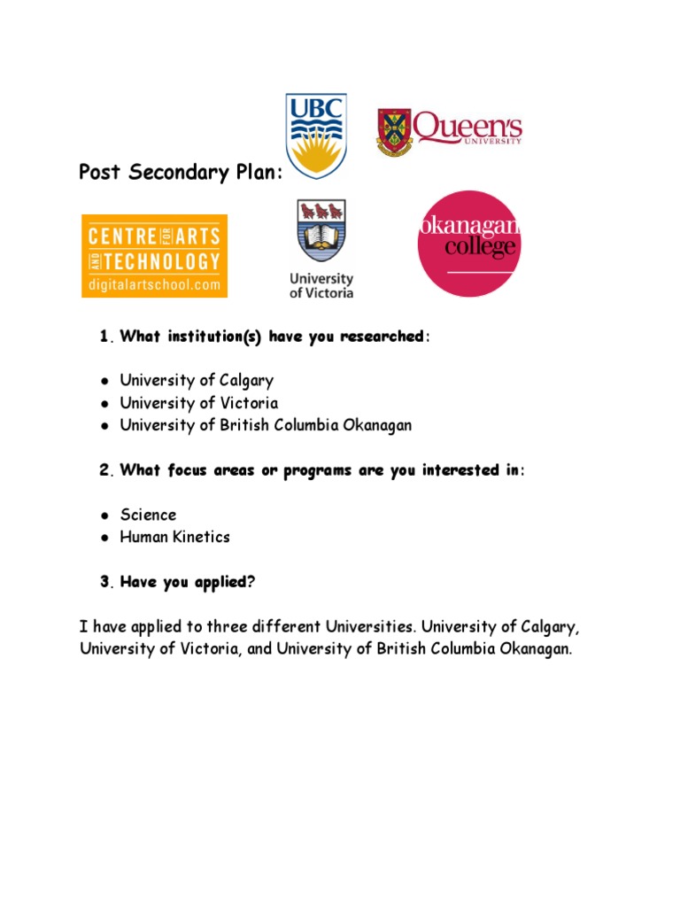 Post-Secondary Education Plan Overview | PDF