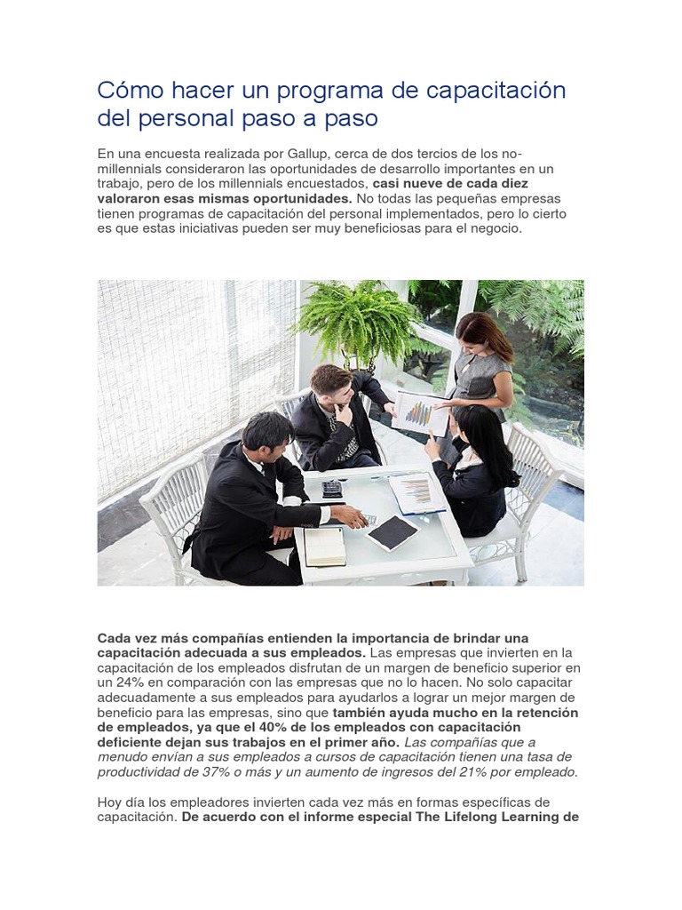 Cómo Hacer Un Programa de Capacitación Del Personal Paso A Paso | PDF ...