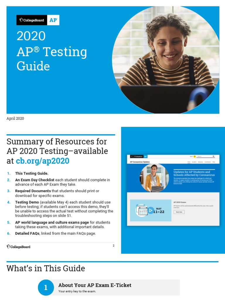 AP Testing Guide 2020 | PDF | Test (Assessment) | Tablet Computer