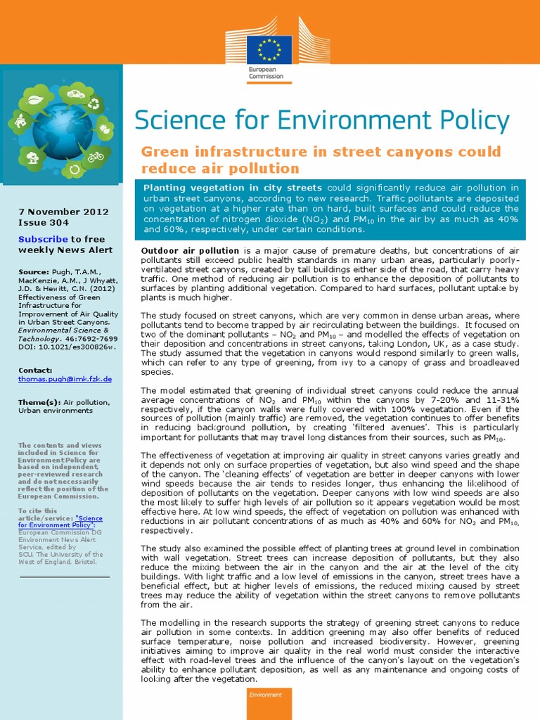 Green Infrastructure in Street Canyons Could Reduce Air Pollution | PDF ...