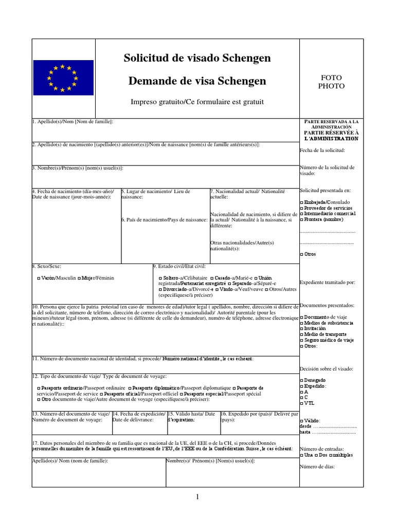Schengen Visa Application Form-French PDF | PDF | Gobierno y ...