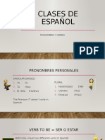 Clases de Español: Pronombres Y Verbos