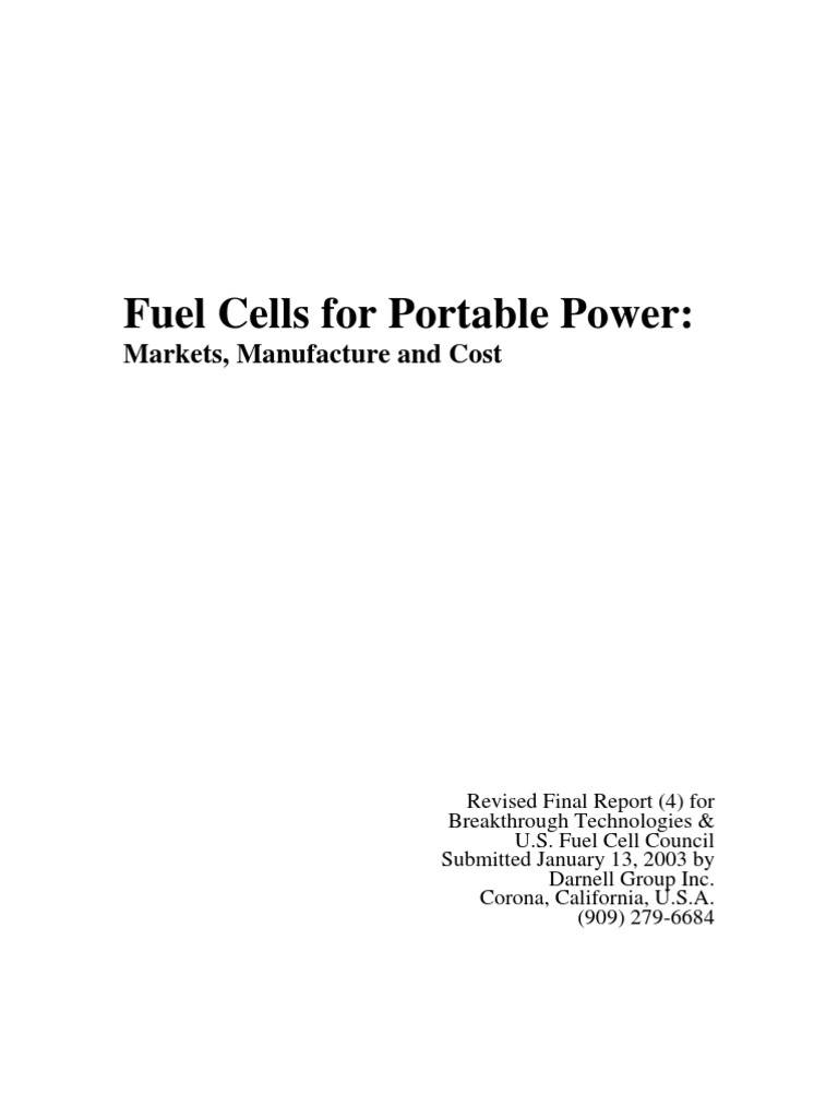 Fuel Cells For Portable Power | PDF | Lithium Ion Battery | Fuel Cell