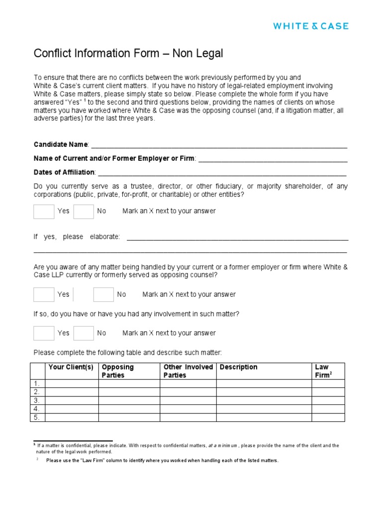 Conflict Information Form for Candidates | PDF