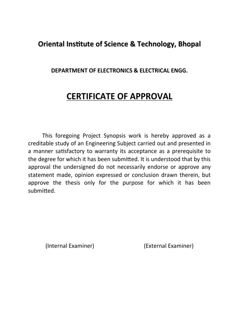Project Approval Certificate - Electronics Engineering | PDF