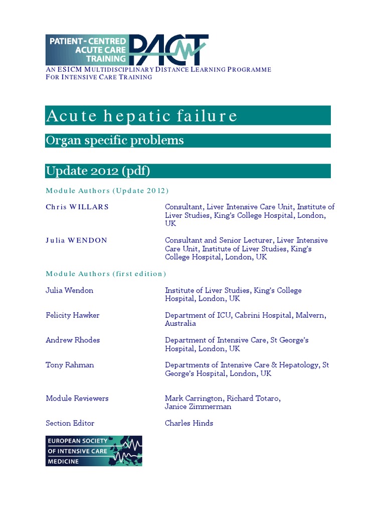 Acute Hepatic Failure 30 March 2012 - Final PDF | PDF | Hepatitis ...