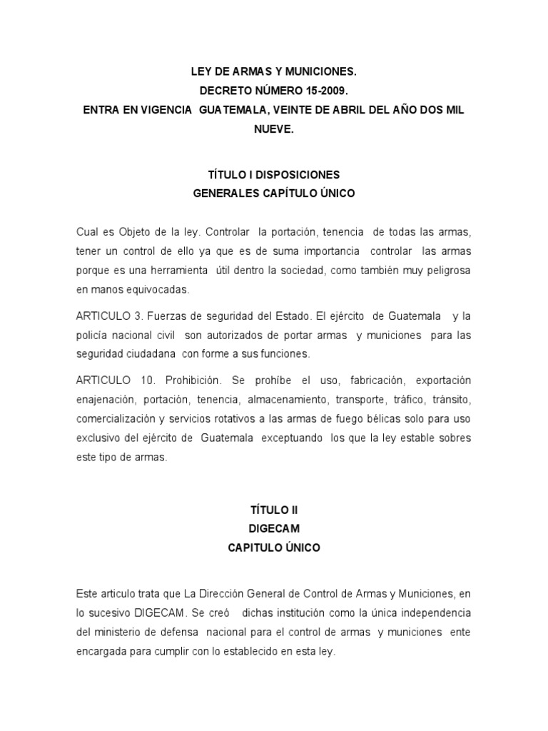 Ley de Armas y Municiones PDF Control de armas Armas de fuego