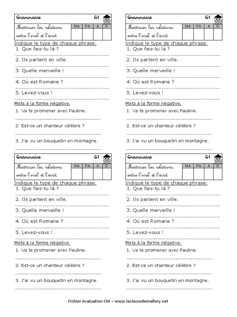 é Ou Er Exercices à Imprimer Cm2 Fichioer Ecc81val Franccca7ais cm2 20181 PDF | PDF | Conjugaison | Clause
