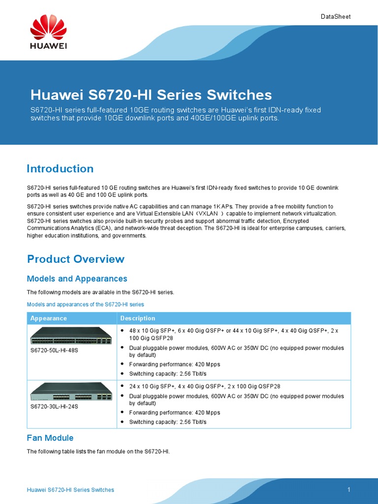 Datasheet Huawei PDF Network Switch Computer Network