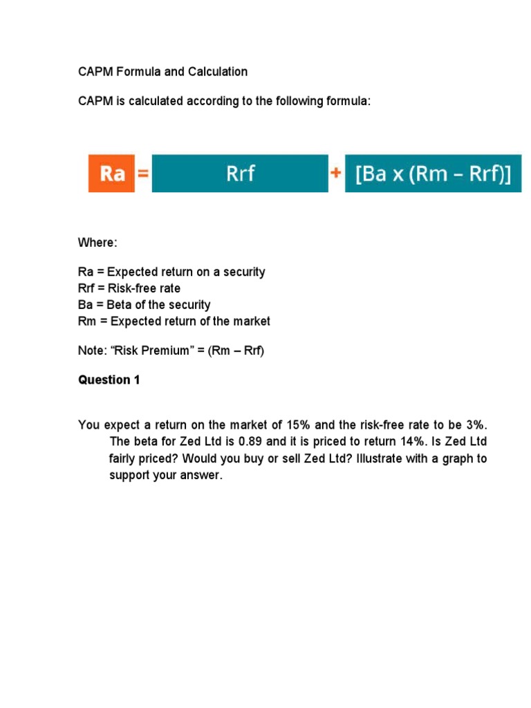CAPM Formula and Expected Returns | PDF | Capital Asset Pricing Model ...