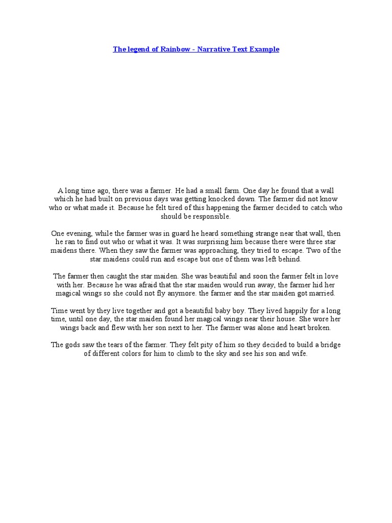 The Legend of Rainbow - Narrative Text Example | PDF | Pinocchio