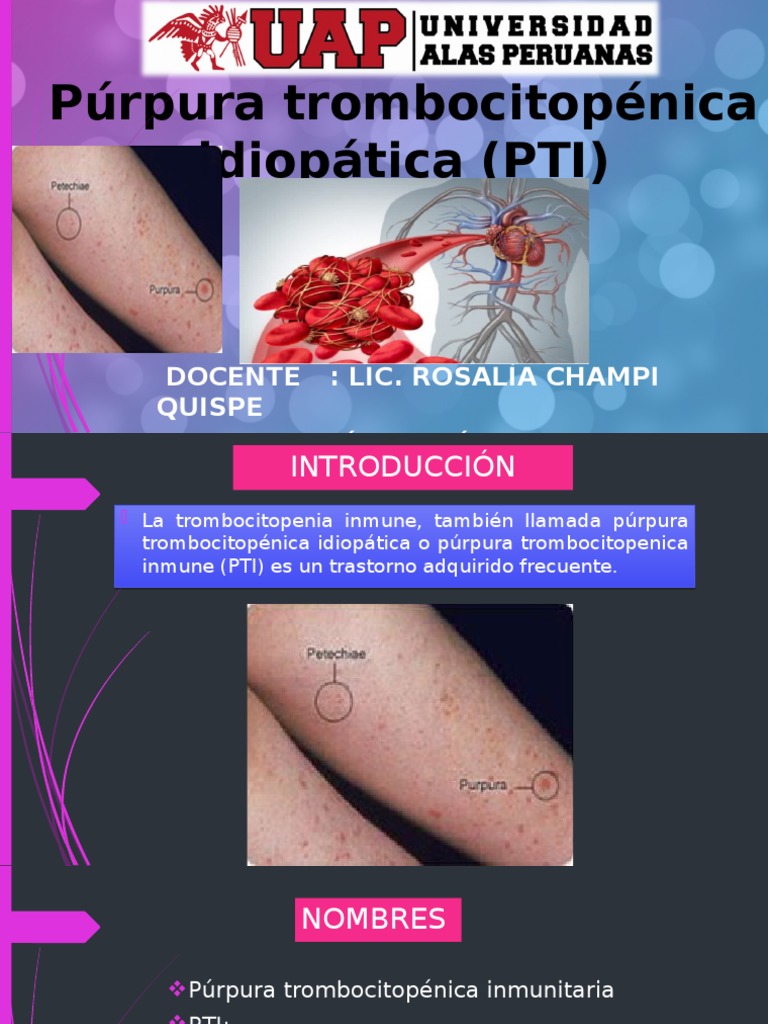Púrpura Trombocitopénica Idiopática (PTI) PDF Sangre Especialidades Medicas