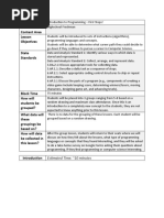 Lesson Title Grade Level & Content Area Lesson Objectives: Estimated Time: 10 Minutes