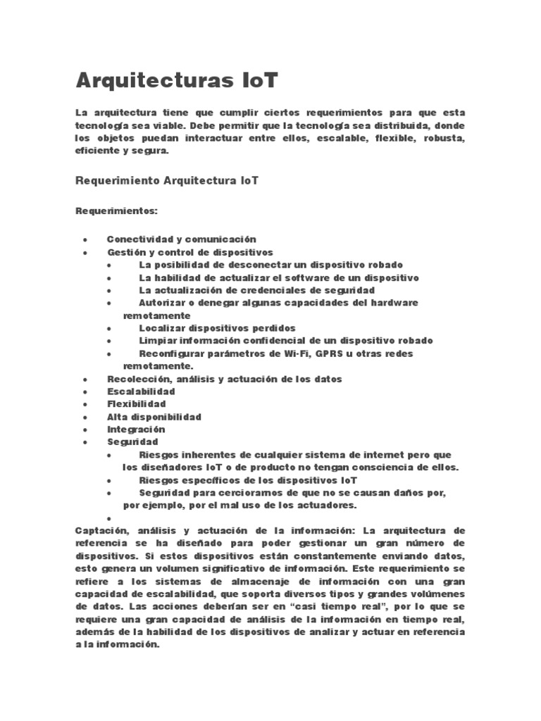 Arquitectura de IoT: Requerimientos y Capas | PDF | Internet de las ...