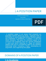 Domains of A Position Paper Issue Criteria Importance of Writing A Position Paper
