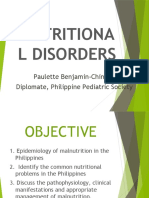 Nutritiona L Disorders: Paulette Benjamin-Chin MD Diplomate, Philippine Pediatric Society