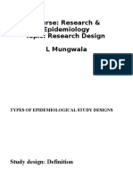 Course: Research & Epidemiology Topic: Research Design L Mungwala