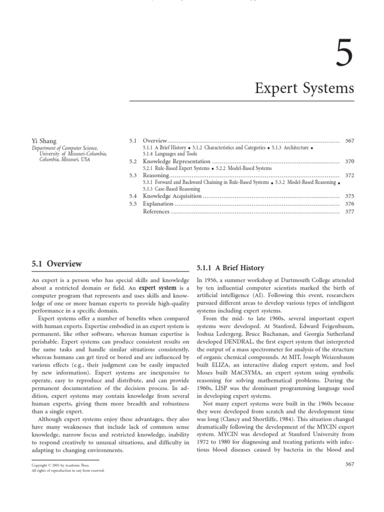 Expert Systems: 5.1 Overview | PDF | Expert | System