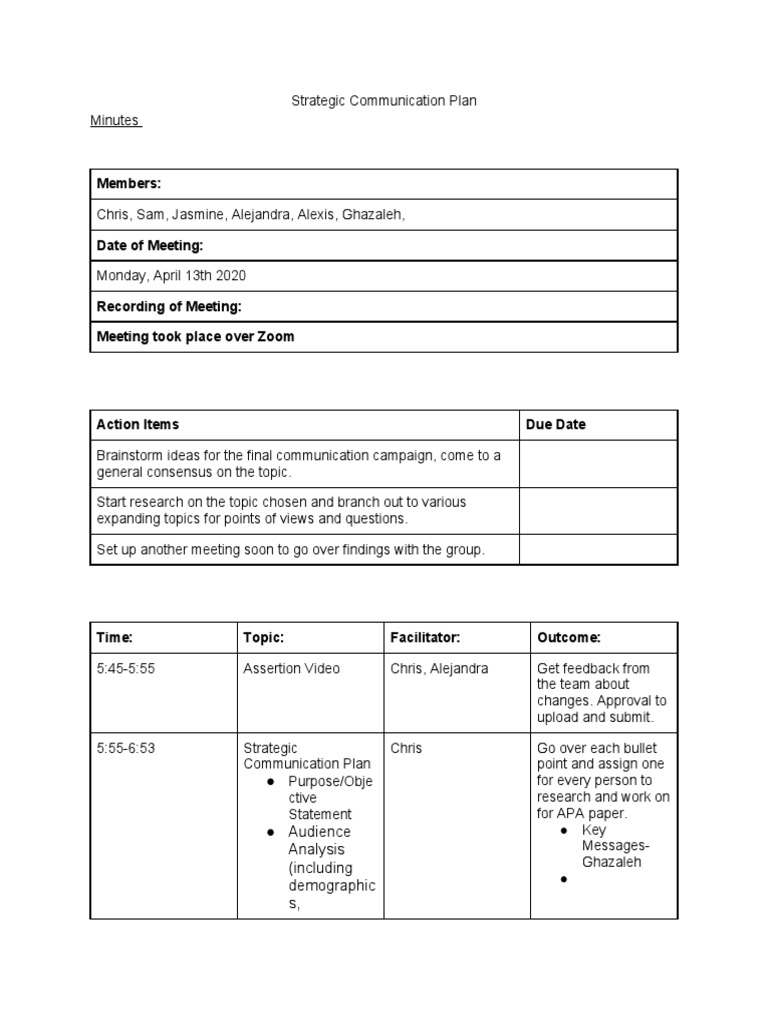 Strategic Communication Plan | PDF | Strategic Communication | Behavior ...