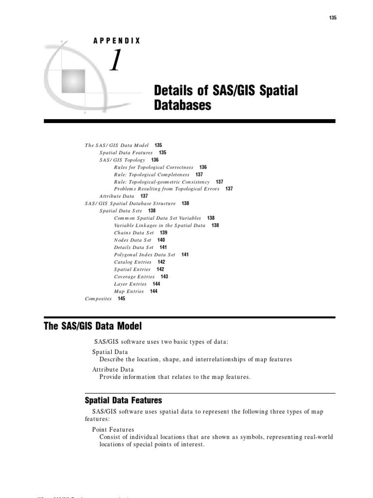 Details of SAS/GIS Spatial Databases PDF Spatial Analysis