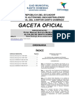 Gaceta Oficial: República Del Ecuador Gobierno Autónomo Descentralizado Municipal Del Cantón Santo Domingo
