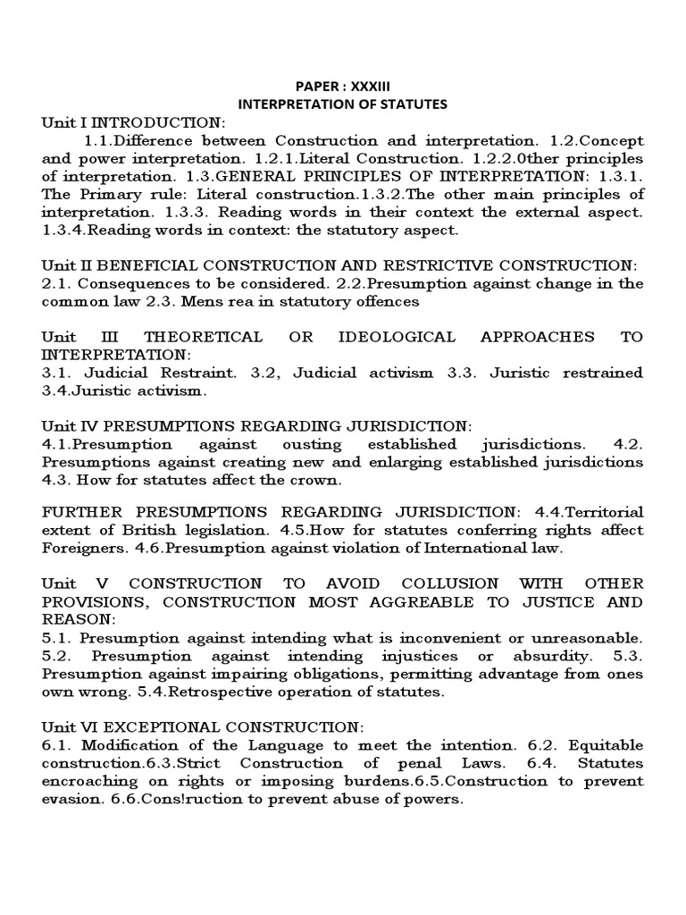 Interpretation of statutes pdf statutory interpretation precedent
