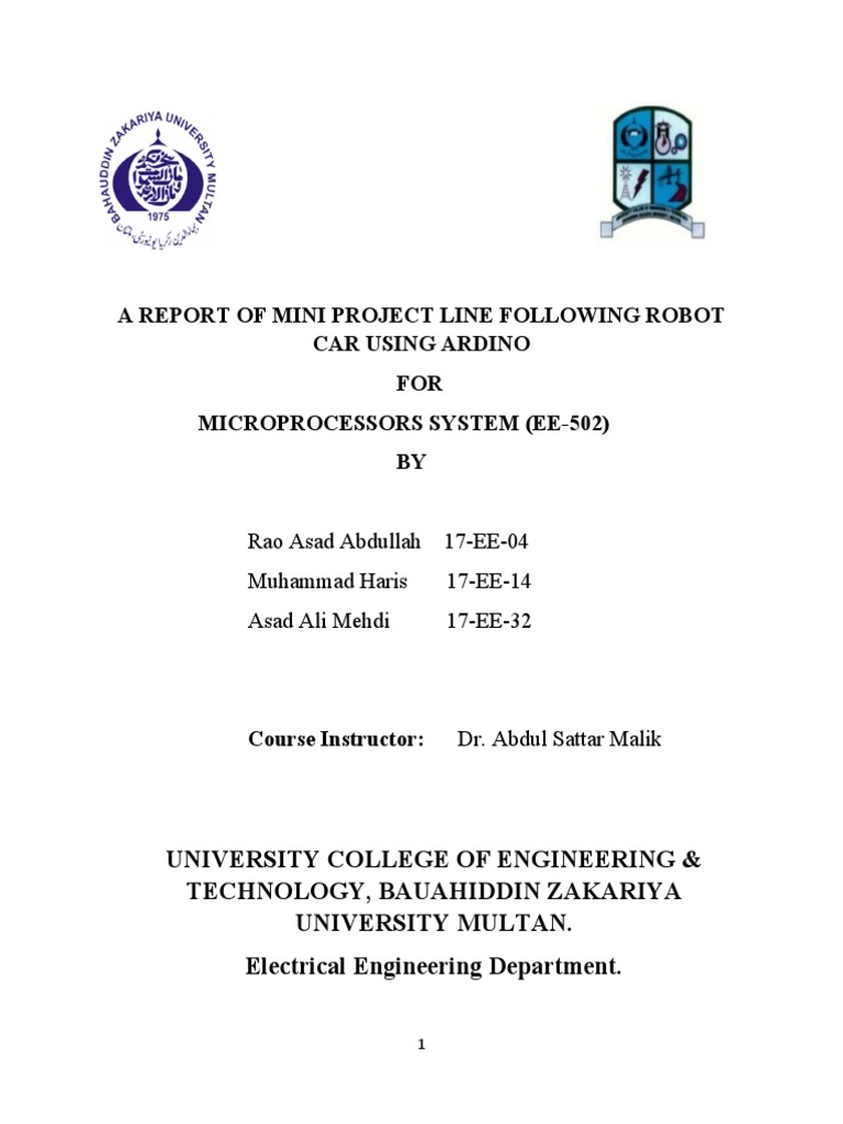 A Report of Mini Project Line Following Robot Car Using Ardino | PDF ...