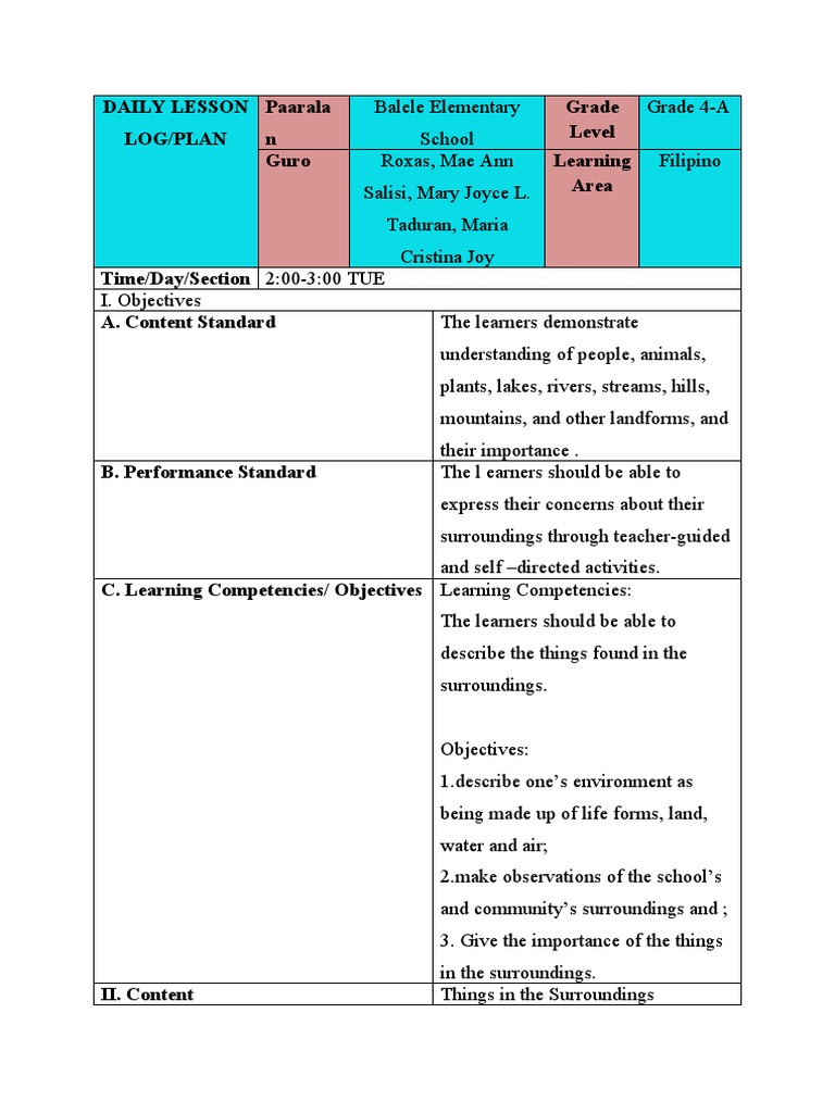 Understanding Our Surroundings A Lesson Plan on Describing Landforms