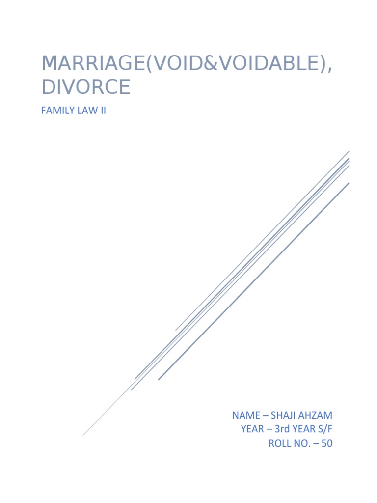 Marriage (Void&Voidable), Divorce PDF Annulment Adultery