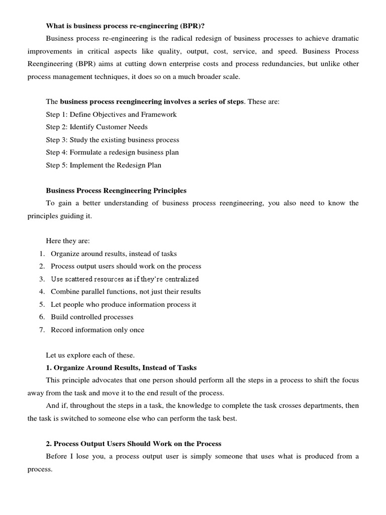 Understanding Business Process Reengineering | PDF | Business Process ...