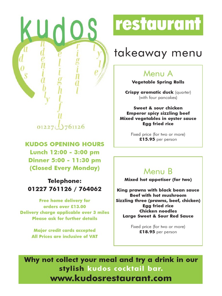 Restaurant Takeaway Menu PDF Curry Chili Pepper