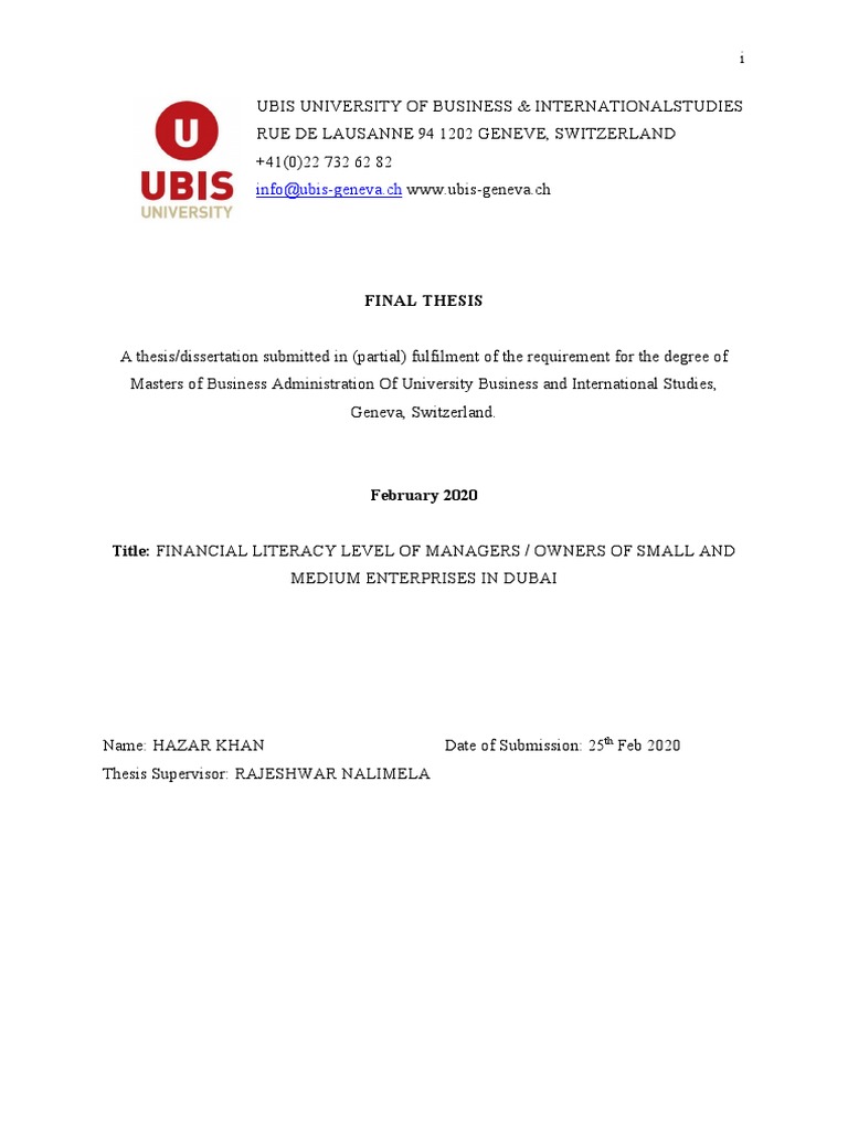 finance thesis entrepreneurship