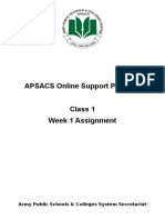 APSACS Online Support Program: Army Public Schools & Colleges System Secretariat