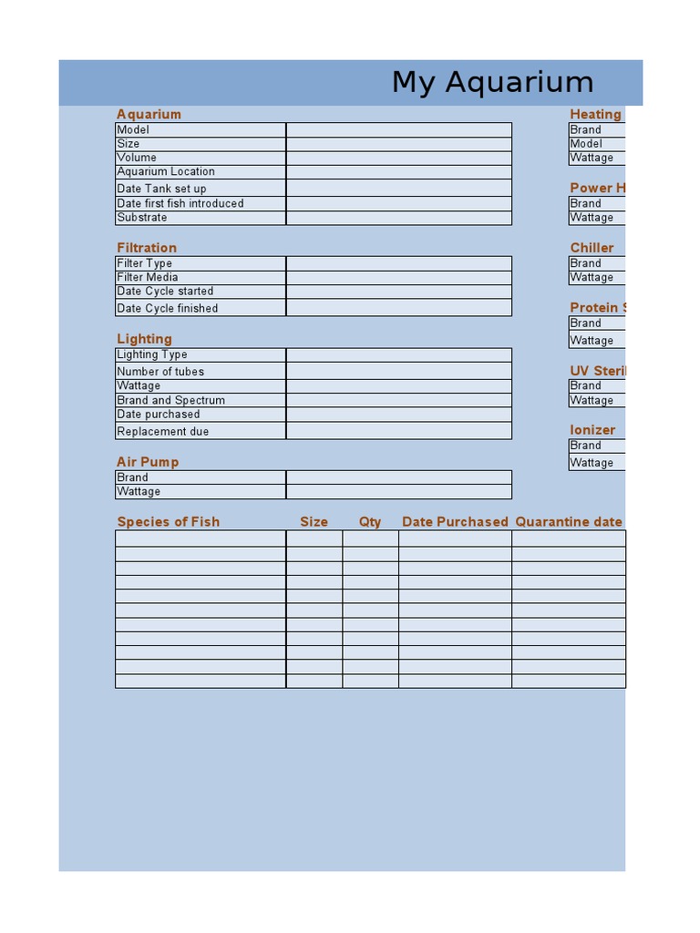 Aquarium Setup and Maintenance Log | PDF | Nitrate | Aquarium