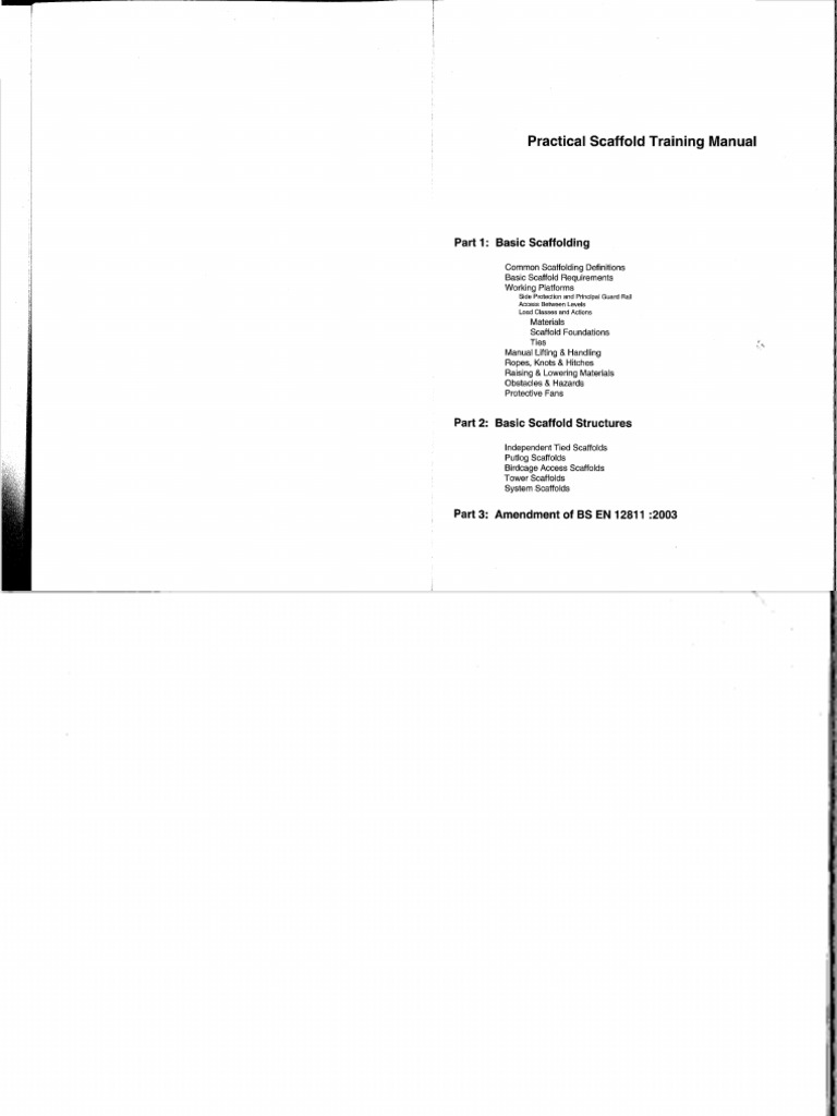 Practical Scaffold Training Manual Part 1 Basic Scaffolding Pdf