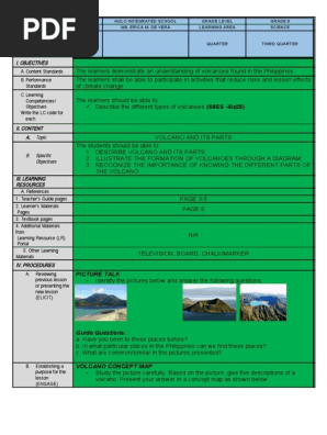 VOLCANO LESSON PLAN GRADE 9