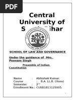 Central University of South Bihar: School of Law and Governance Under The Guidance of Mrs. Poonam Singh