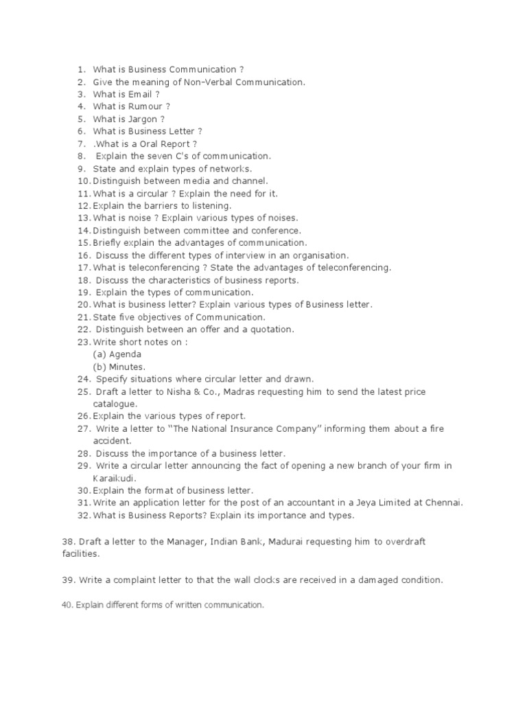 Business Communication Question Paper PDF Business Law Communication