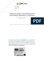 Coronavirus - Expertos Recomiendan Acciones para Limpiar Alimentos Ante COVID-19 PDF