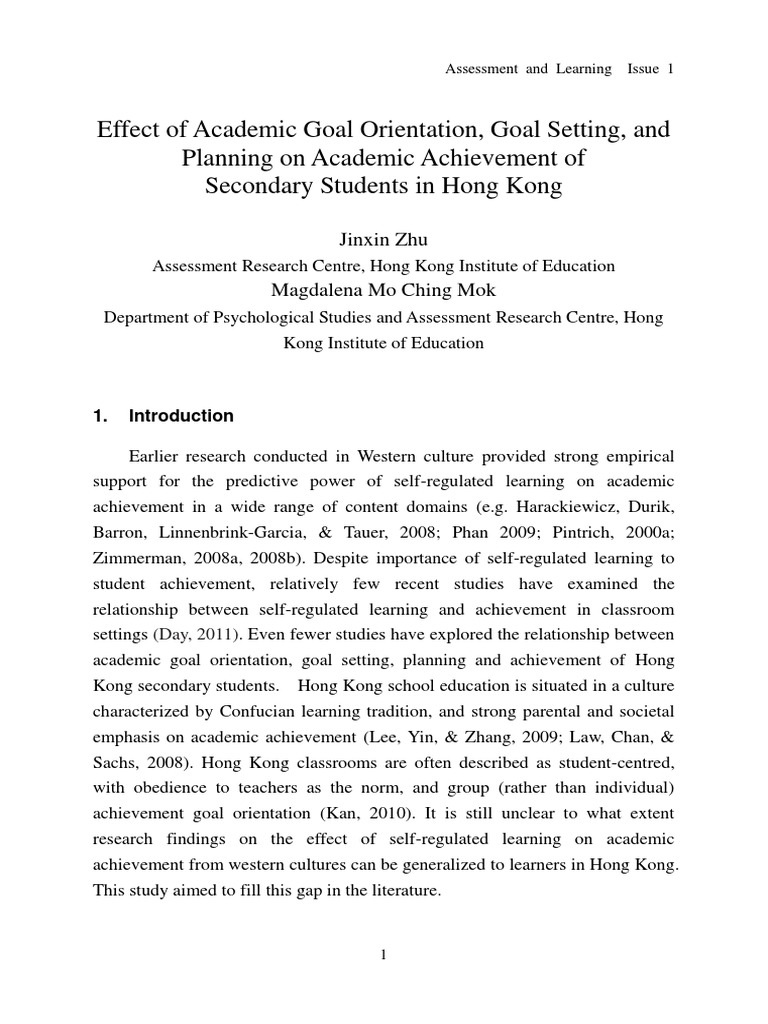 Effect of Academic Goal Orientation Goal PDF | PDF | Goal | Goal Setting
