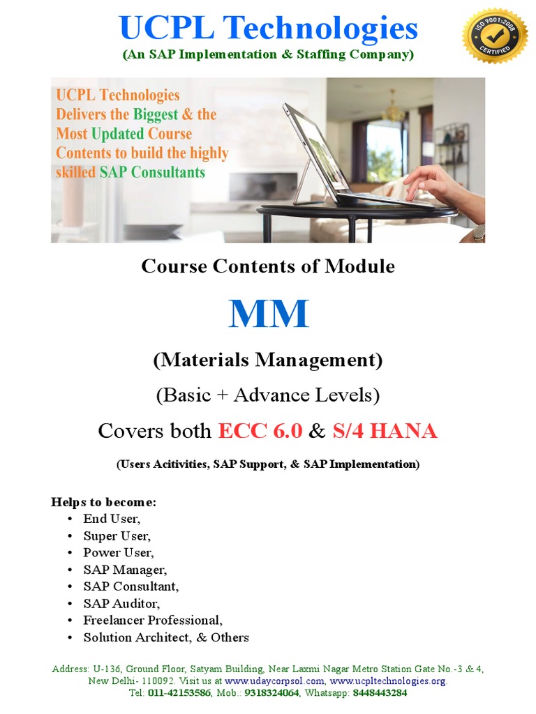 UCPL Technologies SAP MM Course Syllabus | PDF | Sap Se | Invoice