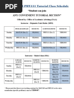 Tutorial Schedule - Spring 2020 MAT 110